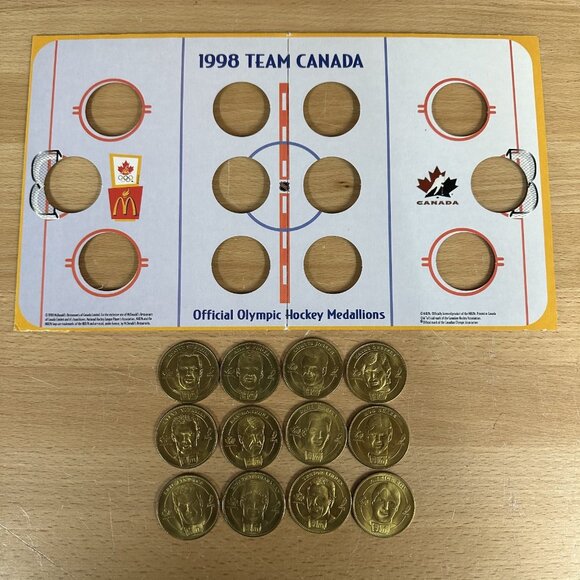 1998 McDonald's Team Canada Official Olympic Hockey Complete 12 Medallion Set - Picture 1 of 4